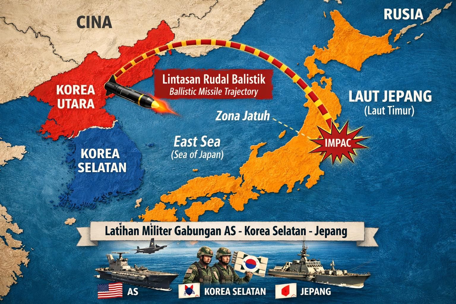jelajahi ancaman rudal balistik korea utara dan bagaimana amerika serta sekutunya merespons untuk menjaga keamanan regional dan global.