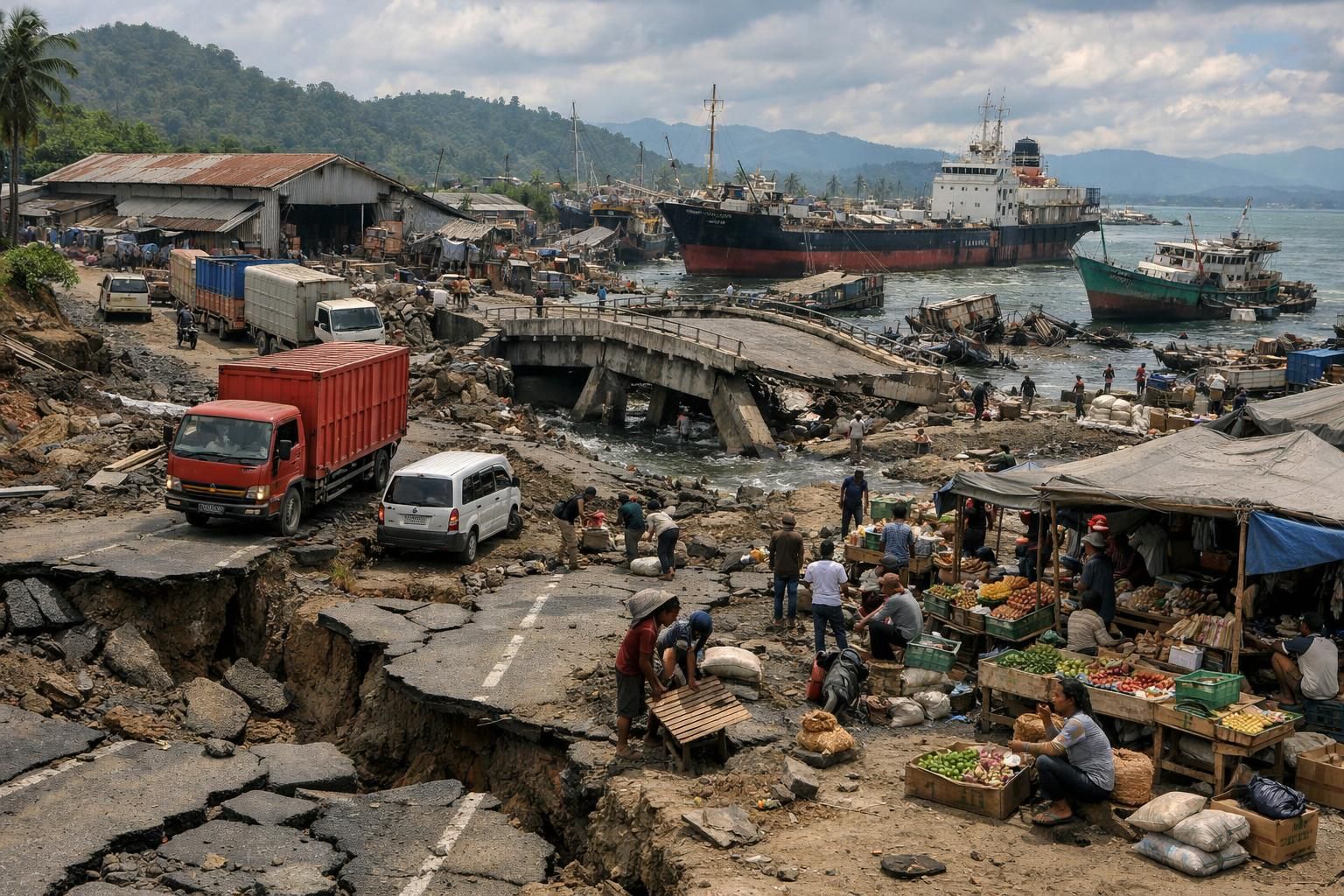 analisis dampak bencana di sumatra dan aceh terhadap infrastruktur logistik dan perekonomian lokal, serta upaya pemulihan yang dilakukan.