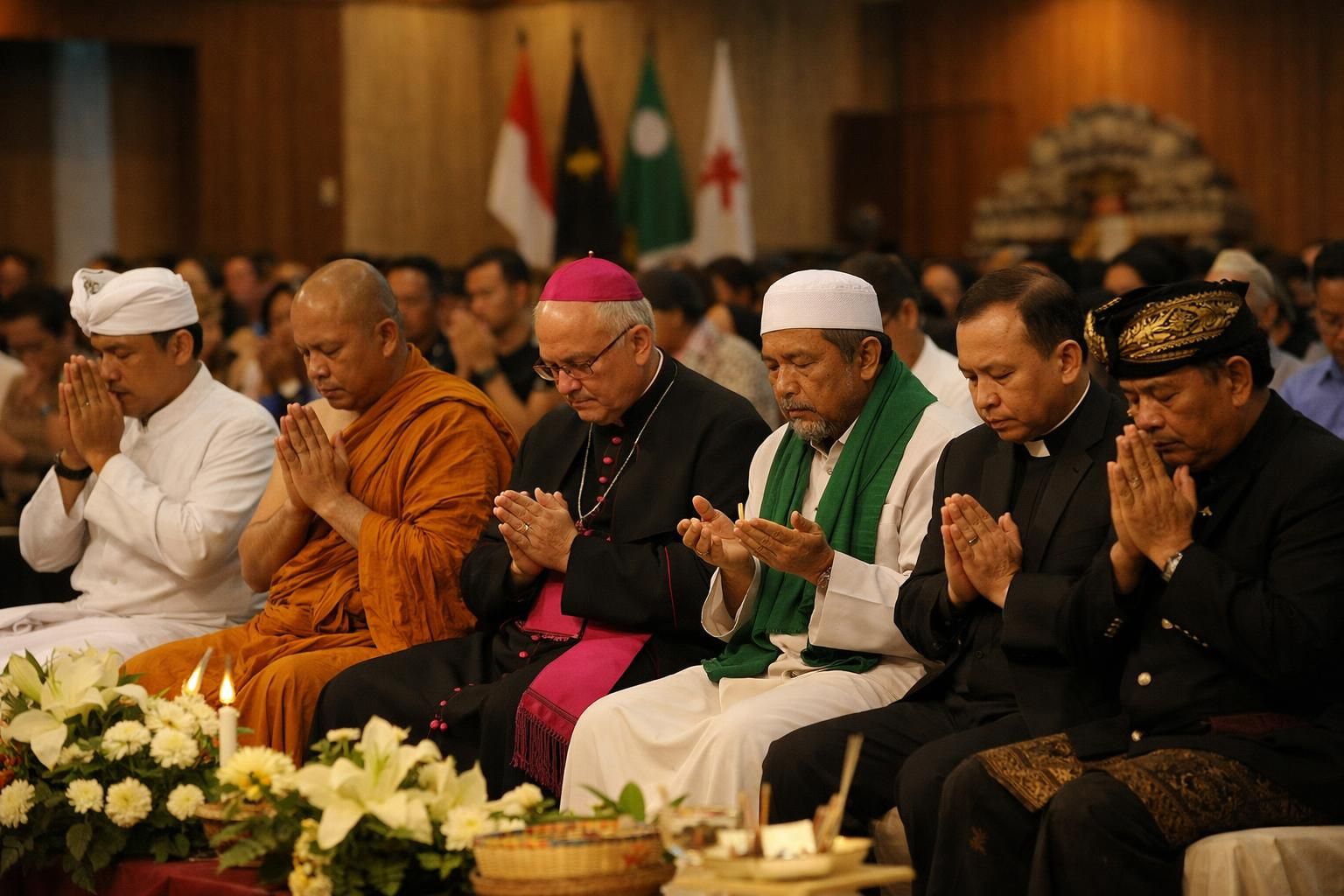 masyarakat bali mengadakan doa lintas agama untuk mendoakan para korban bencana nasional, menunjukkan solidaritas dan kebersamaan dalam menghadapi masa sulit.