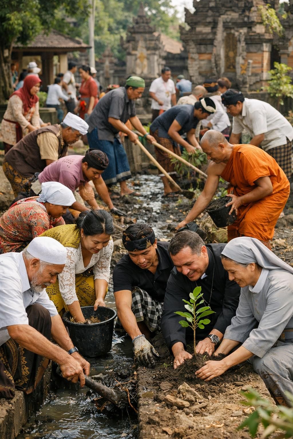 masyarakat bali menggelar doa lintas agama sebagai bentuk solidaritas dan dukungan untuk para korban bencana nasional, mempererat kebersamaan dalam menghadapi masa sulit.