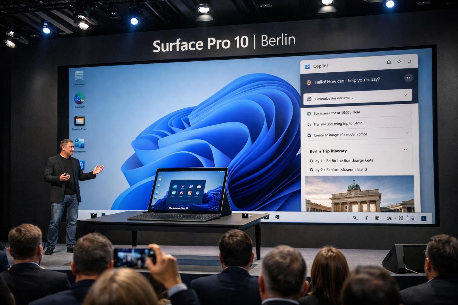microsoft surface pro 10 diumumkan di berlin dengan chip ai baru yang canggih, menghadirkan performa tinggi untuk produktivitas dan kreativitas anda.