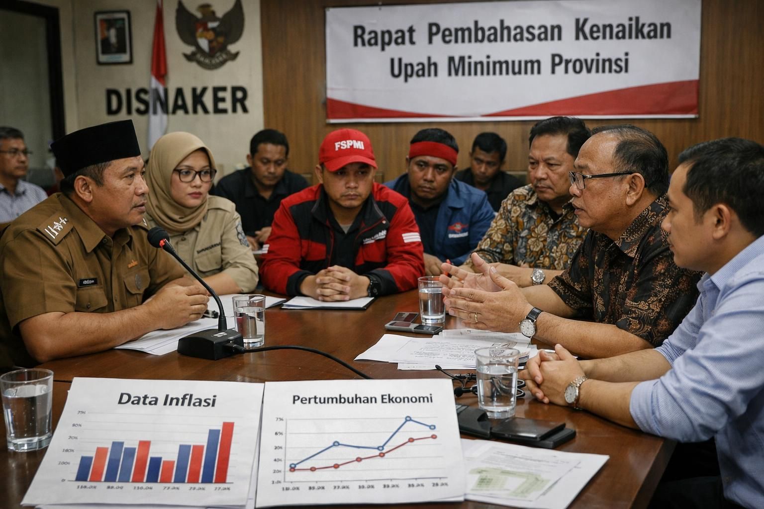 indonesia menaikkan upah minimum provinsi hingga 7,3 persen, namun asosiasi pengusaha apindo menganggap kenaikan tersebut terlalu tinggi, menimbulkan perdebatan tentang dampaknya terhadap bisnis dan ekonomi.
