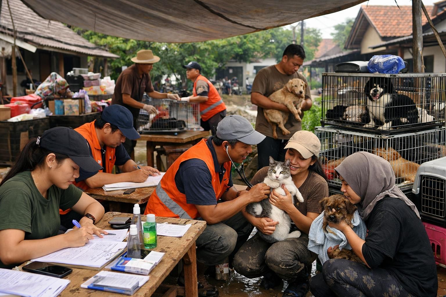 relawan hewan di yogyakarta dengan sigap menyelamatkan puluhan hewan peliharaan yang terdampak banjir, menunjukkan kepedulian dan aksi nyata dalam menghadapi bencana.
