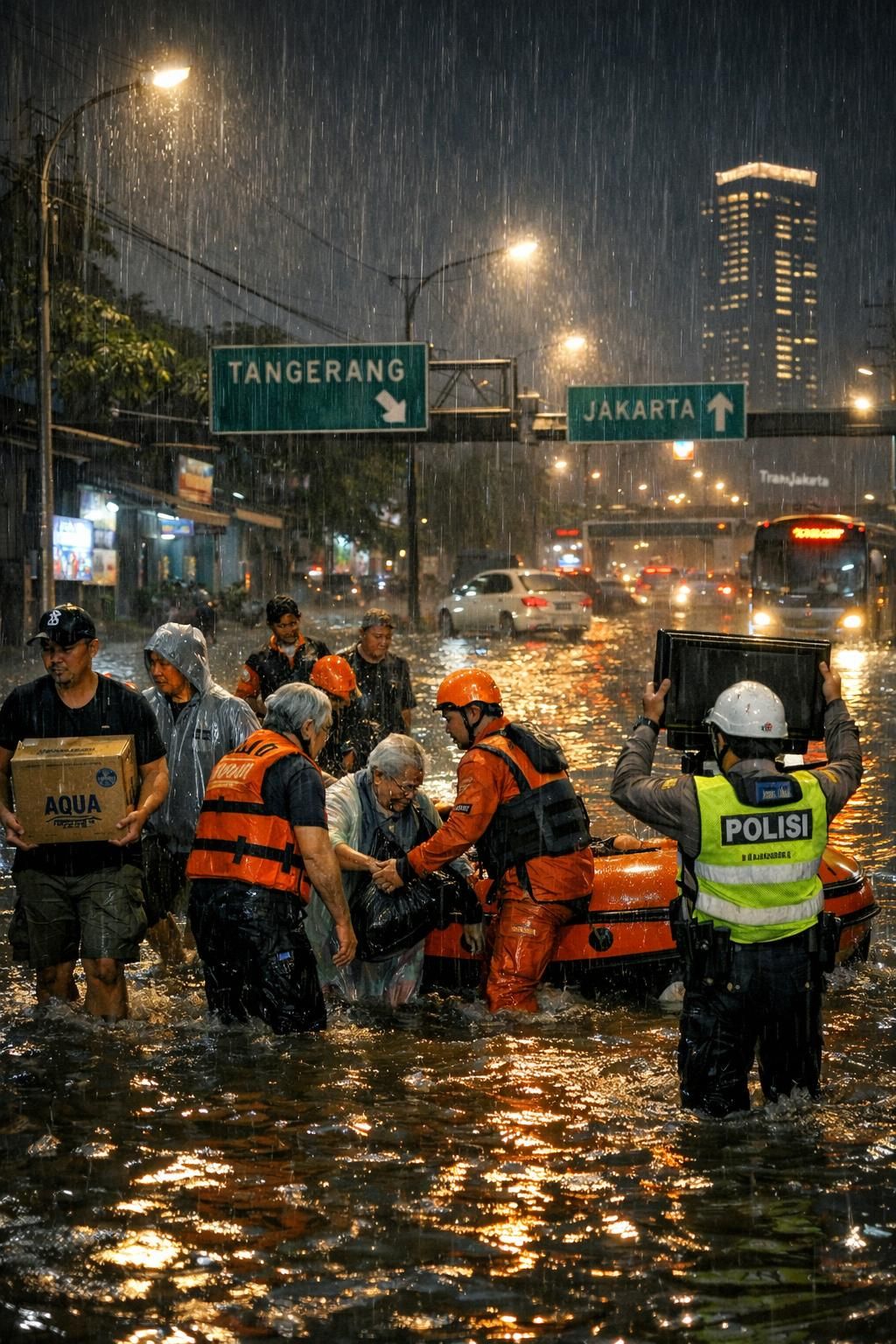 momen banjir melanda jakarta hingga tangerang setelah hujan deras semalaman, menyebabkan berbagai dampak dan upaya penanganan segera dari pihak berwenang. baca selengkapnya di cnbc indonesia.