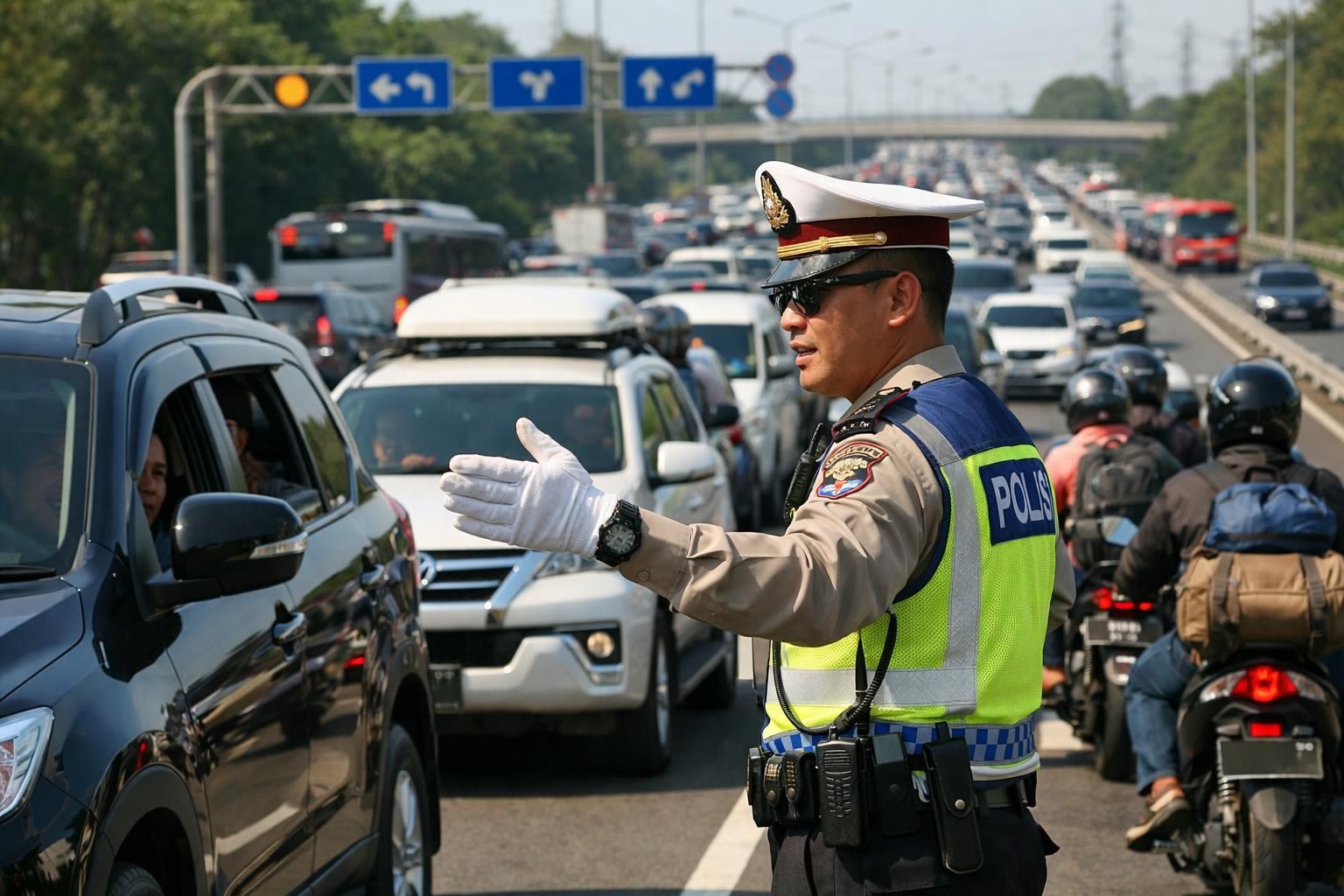 one way arus balik dimulai hari ini pukul 14.00. kakorlantas memberikan imbauan khusus untuk para pemudik agar perjalanan kembali lebih aman dan lancar.