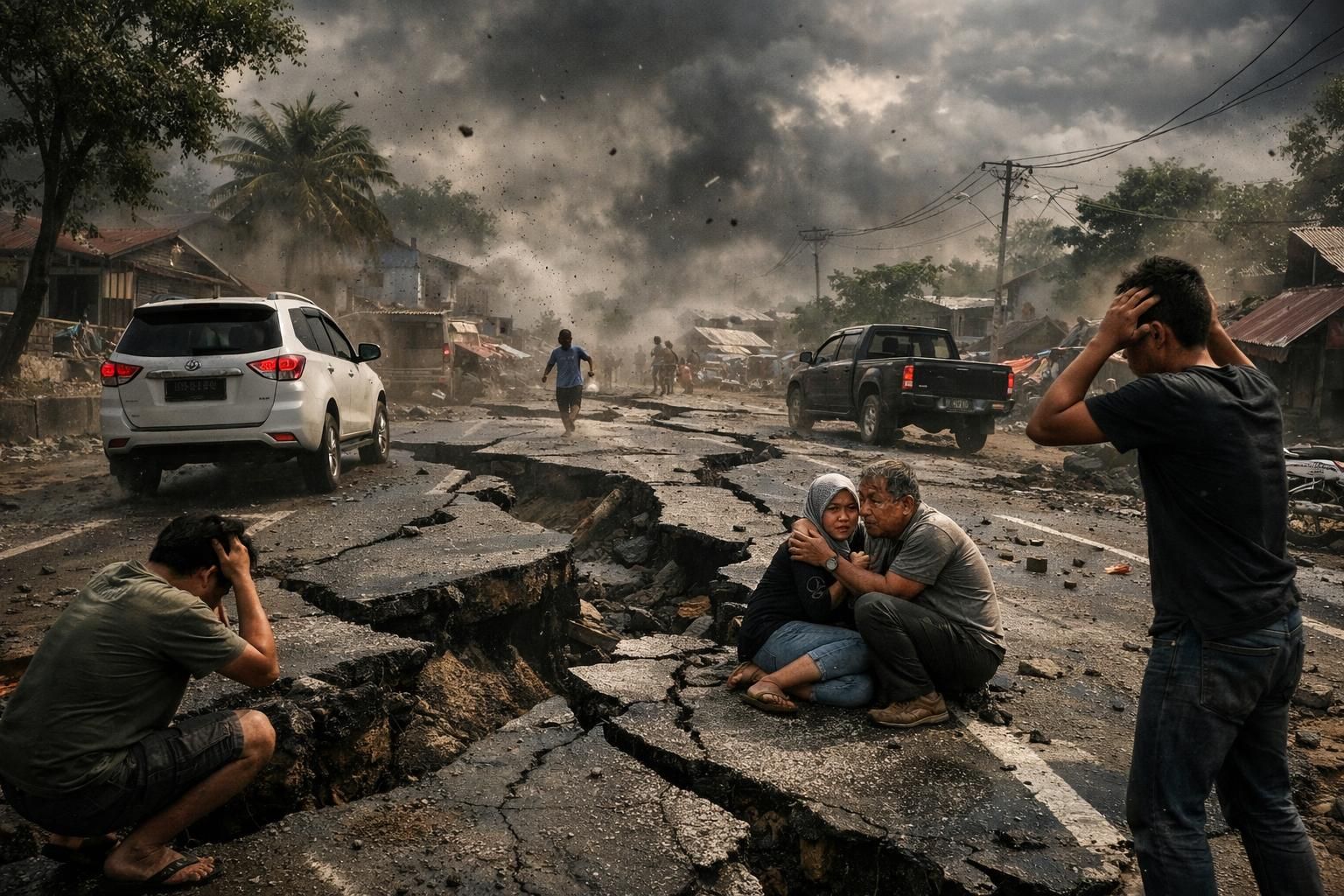 gempa dahsyat berkekuatan magnitudo 7,6 mengguncang sulawesi utara dan maluku utara, menyebabkan jalanan aspal bergoyang hebat. berita lengkap dan update terbaru hanya di bbc.