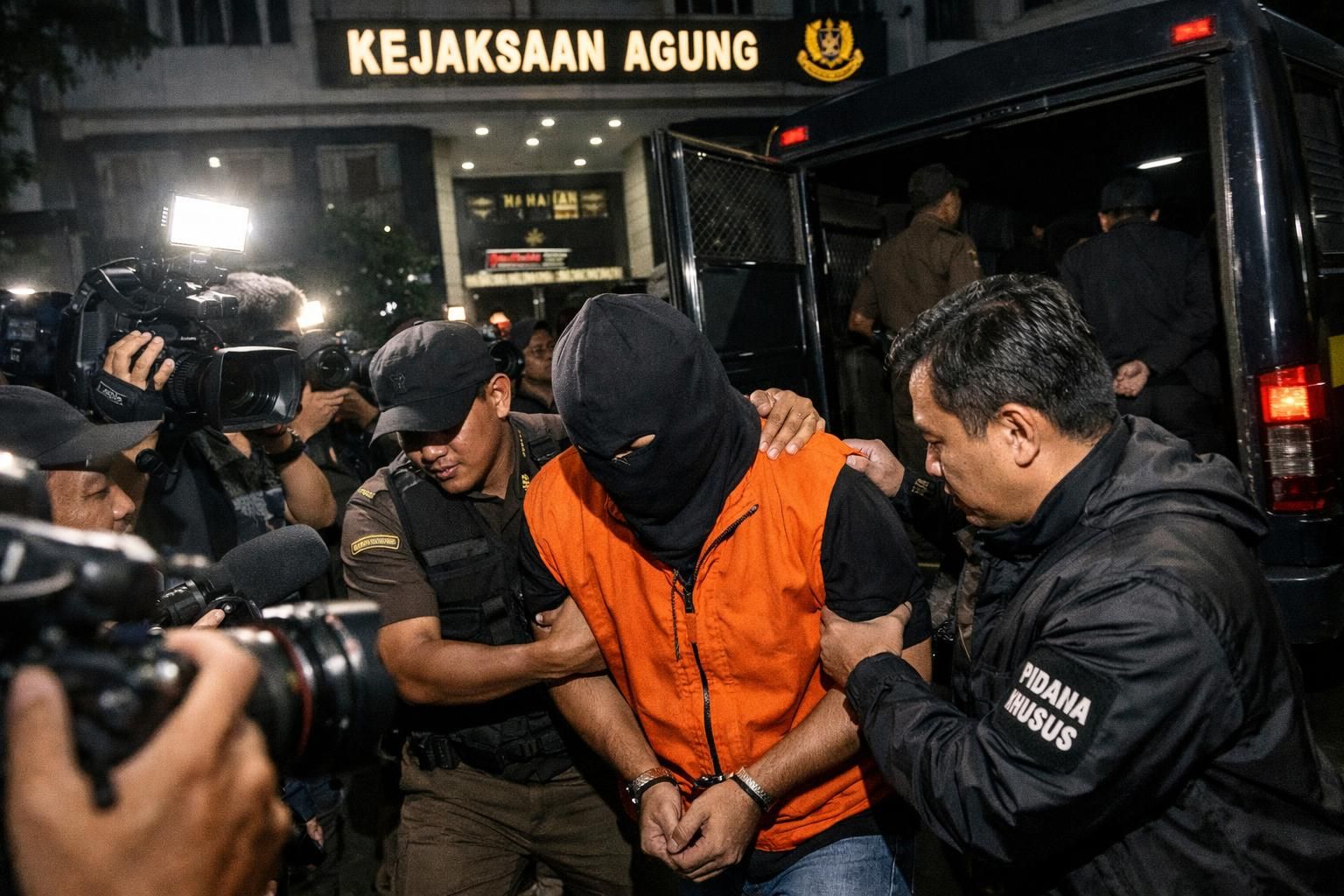 jamwas meminta maaf atas ketidakhadiran febrie adriansyah yang mengenakan rompi tahanan, menjelaskan bahwa proses yang berlangsung terasa terburu-buru.