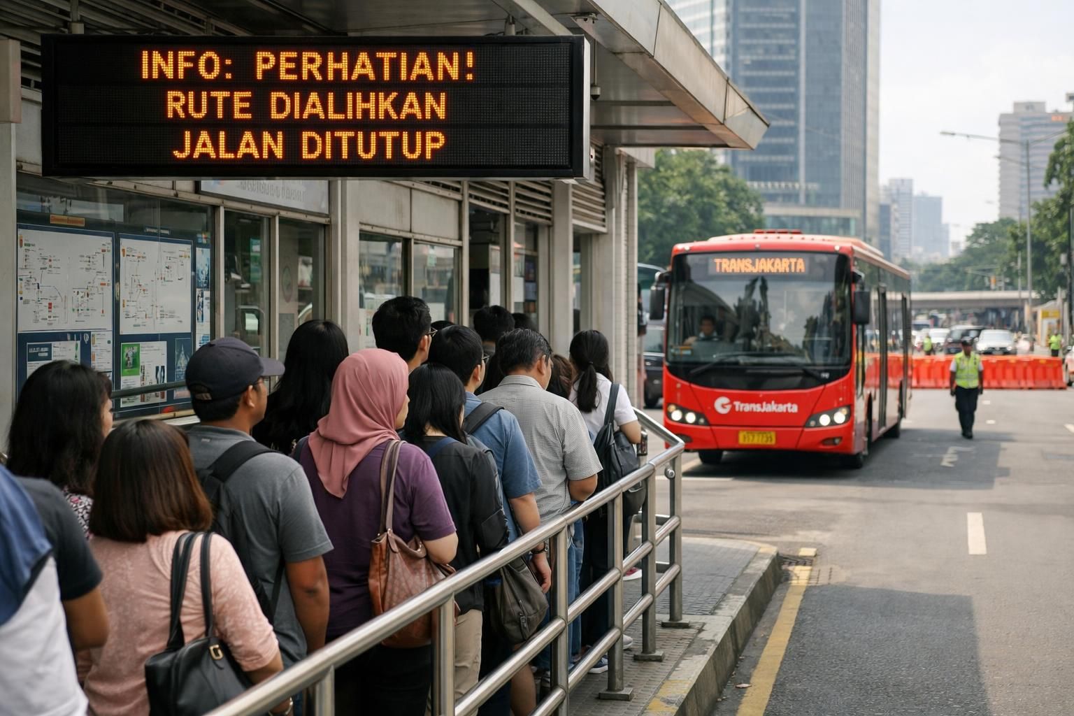 beberapa trayek transjakarta terhenti sementara akibat penutupan jalan. dapatkan informasi lengkap tentang rute yang terdampak dan alternatif perjalanan di kompas.com.