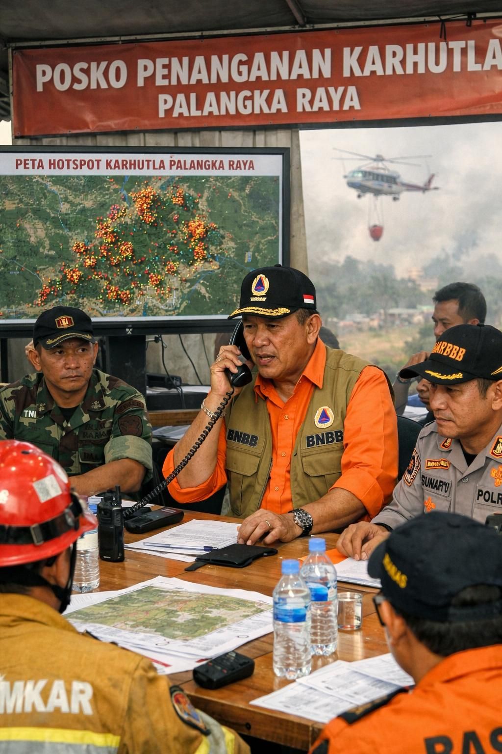 detik-detik prabowo menghubungi tim saat rapat, meminta penambahan peralatan untuk mengendalikan kebakaran hutan dan lahan (karhutla).