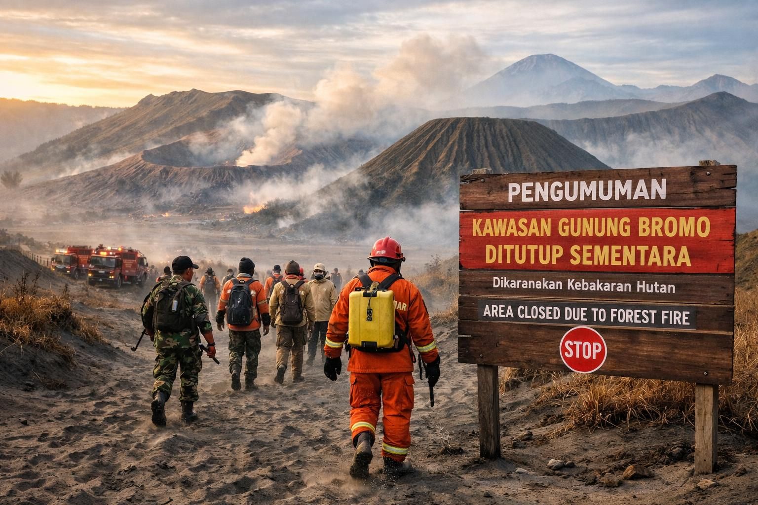 taman nasional bromo ditutup sementara akibat kebakaran. pengunjung berpeluang mengajukan klaim pengembalian tiket. ikuti update terbaru di detiknews.